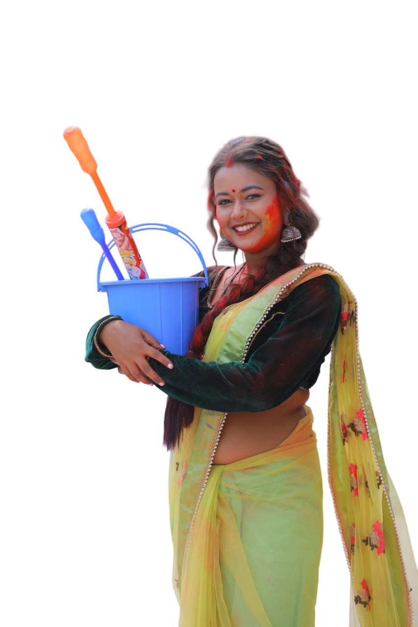 Bihari Woman With Color And Pichkari Hd Png (5)