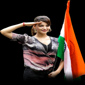 A beautiful girl with indian flag